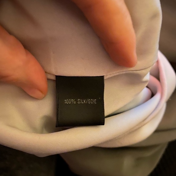 Lafayette 148 Silk Gray & Cream Color-block Dress - Picture 4 of 7